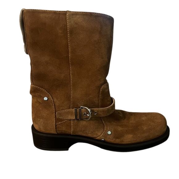 Stuart Weitzman Maverick Suede Pull On Moto Brown Boots – Sz 9.5B - Picture 2 of 7